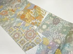 蜀江に花唐草・蝶模様織出し袋帯